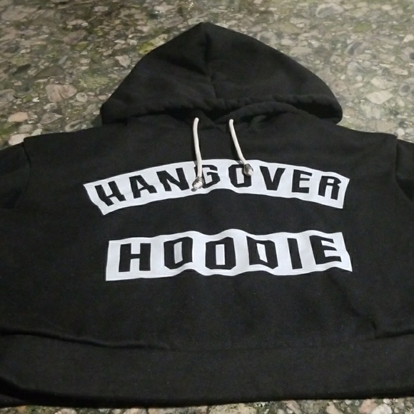 Black and White Croptop Hangover Hoodie - Picture 1 of 1
